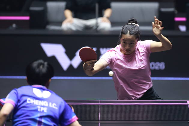 2026 WTT Champions Montpellier : Day 1 Shin Yubin of South Korea competes against Cheng I-Ching of Chinese Taipei during the Women s Singles round of 32 match on day one of the WTT Champions Montpellier 2026 at Sud de France ARENA in Montpellier, France, on October 27, 2026. Montpellier France  Copyright: xRemyxGrosx originalFilename:gros-notitle261027_nphJj.jpg