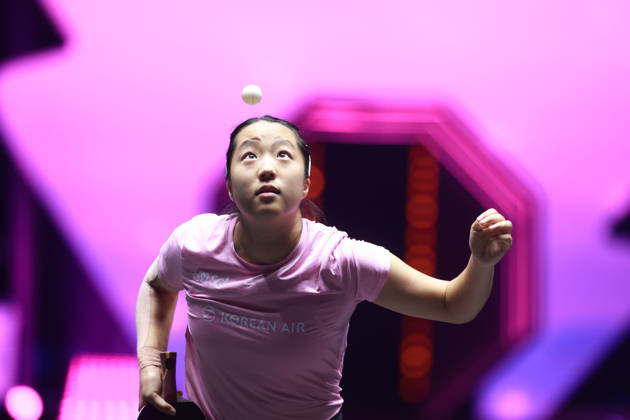2026 WTT Champions Montpellier : Day 1 Shin Yubin of South Korea competes against Cheng I-Ching of Chinese Taipei during the Women s Singles round of 32 match on day one of the WTT Champions Montpellier 2026 at Sud de France ARENA in Montpellier, France, on October 27, 2026. Montpellier France  Copyright: xRemyxGrosx originalFilename:gros-notitle261027_npPyu.jpg