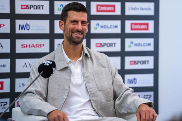 BASEL, SWITZERLAND, OCTOBER 27: Novak Djokovic of Serbia at a press conference during Day 4 of the Swiss Indoors Basel at St. Jakobshalle on October 27, 2026, in Basel, Switzerland Copyright: xJustPictures.ch PascalxvonxBürenx jp-en-EuSpIm-Pavo_Fotografie-06817