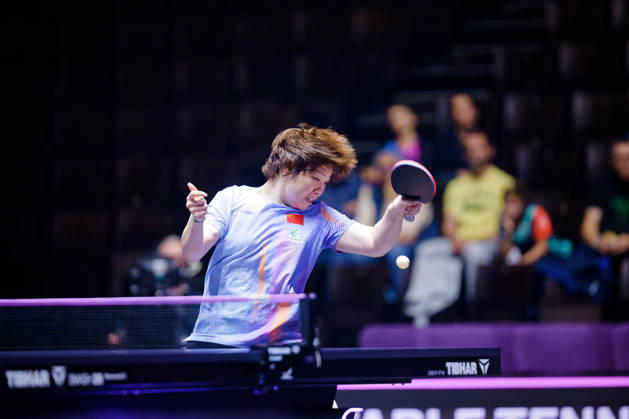 Kuai Man en coup droit Benjamin ELKAIM MAXPPP - Montpellier 28 10 2026 WTT Champions Montpellier 2026, 16eme de finale, le 28 octobre a la Sud de France Arena. Kuai Man, numero 5 mondiale, joue un coup droit lors de sa victoire 3-2 face a -annahursey. Montpellier FRANCE  Copyright: xMAXPPPxBenjaminxELKAIMx ELK202610288727 ELK202610288727