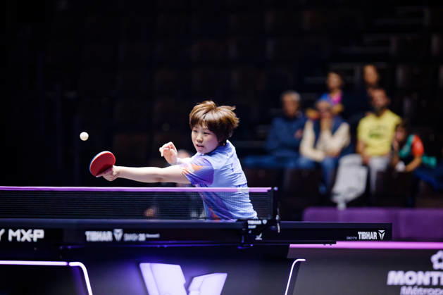 Kuai Man frappe la balle Benjamin ELKAIM MAXPPP - Montpellier 28 10 2026 WTT Champions Montpellier 2026, 16eme de finale, le 28 octobre a la Sud de France Arena. Kuai Man, numero 5 mondiale, frappe la balle lors de sa victoire 3-2 face a -annahursey. Montpellier FRANCE  Copyright: xMAXPPPxBenjaminxELKAIMx ELK202610288728 ELK202610288728