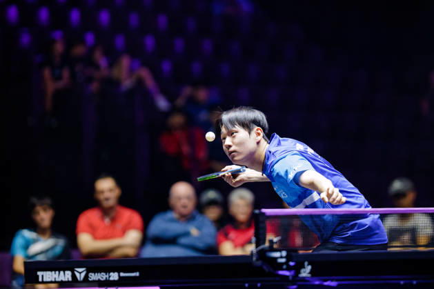 Oh Junsung au service Benjamin ELKAIM MAXPPP - Montpellier 28 10 2026 WTT Champions Montpellier 2026, 16eme de finale, le 28 octobre a la Sud de France Arena. Oh Junsung, numero 17 mondial, au service lors de sa defaite 2-3 face a -zhouqihao. Montpellier FRANCE  Copyright: xMAXPPPxBenjaminxELKAIMx ELK202610288769 ELK202610288769