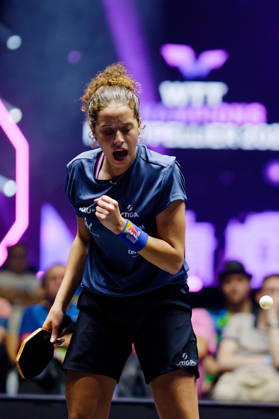 WTT Champions Montpellier Benjamin ELKAIM MAXPPP - Montpellier 28 10 2026 WTT Champions Montpellier 2026, 16eme de finale, le 28 octobre a la Sud de France Arena. Hana Goda, numero 22 mondiale, serre le poing et crie lors de sa defaite 0-3 face a -wangmanyu. Montpellier FRANCE  Copyright: xMAXPPPxBenjaminxELKAIMx ELK202610288863 ELK202610288863