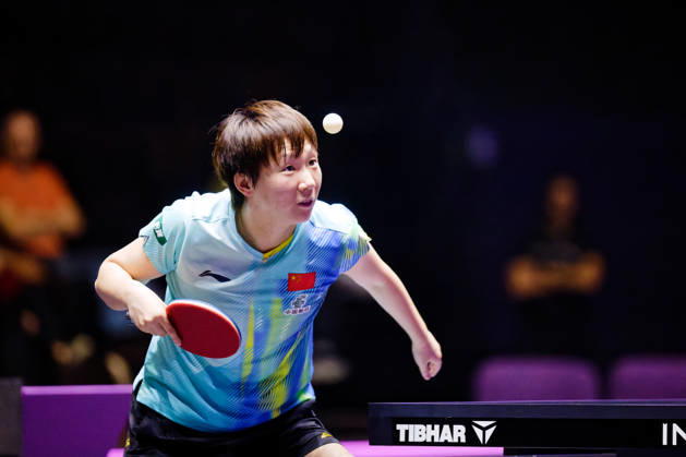WTT Champions Montpellier Benjamin ELKAIM MAXPPP - Montpellier 28 10 2026 WTT Champions Montpellier 2026, 16eme de finale, le 28 octobre a la Sud de France Arena. Wang Manyu, numero 1 mondiale, suit la balle du regard, raquette en main, lors de sa victoire 3-0 face a -hanagoda. Montpellier FRANCE  Copyright: xMAXPPPxBenjaminxELKAIMx ELK202610288864 ELK202610288864
