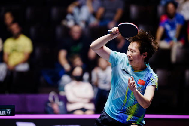 WTT Champions Montpellier Benjamin ELKAIM MAXPPP - Montpellier 28 10 2026 WTT Champions Montpellier 2026, 16eme de finale, le 28 octobre a la Sud de France Arena. Wang Manyu, numero 1 mondiale, leve sa raquette pour jouer la balle lors de sa victoire 3-0 face a -hanagoda. Montpellier FRANCE  Copyright: xMAXPPPxBenjaminxELKAIMx ELK202610288867 ELK202610288867