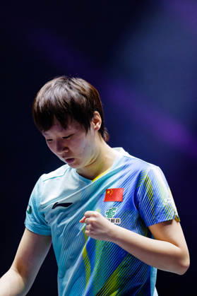 WTT Champions Montpellier Benjamin ELKAIM MAXPPP - Montpellier 28 10 2026 WTT Champions Montpellier 2026, 16eme de finale, le 28 octobre a la Sud de France Arena. Wang Manyu, numero 1 mondiale, serre le poing en baissant les yeux lors de sa victoire 3-0 face a -hanagoda. Montpellier FRANCE  Copyright: xMAXPPPxBenjaminxELKAIMx ELK202610288874 ELK202610288874