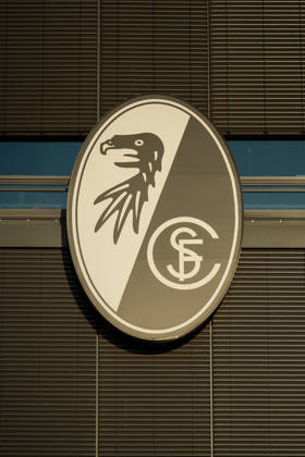 October 28, 2026, xjyhynx, Soccer, DFB Cup, 2nd Round, SC Freiburg vs. VfL Wolfsburg, from the left: exterior view of Europa-Park Stadium, Freiburg logo and crest