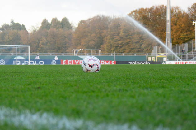 Before the game on October 28, 2026, Jeddeloh II vs. Hertha BSC, soccer, DFB Cup, 2nd round, Marschwegstadion, Oldenburg. DFL regulations prohibit any use of photographs as image sequences and or quasi-video. Copyright: HMBxMedia xFinnxWeidmann