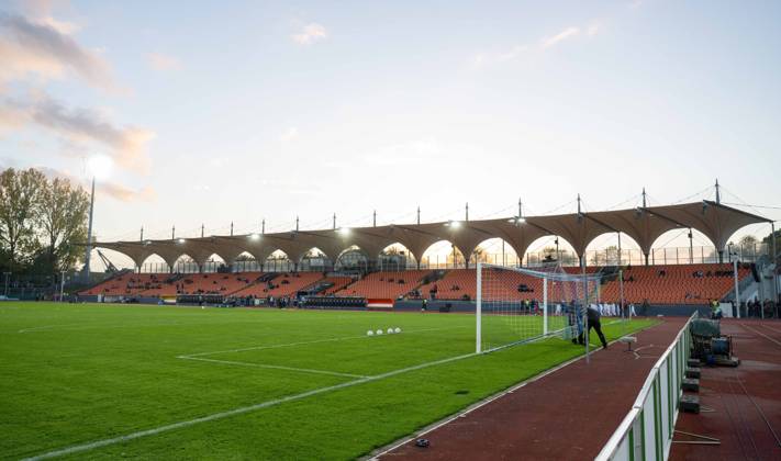 Soccer, Men s, 2026–2027 Season, DFB Cup Second Round, SSV Jeddeloh II vs. Hertha BSC, View of the Main Stand, October 28, 2026, Copyright: xMatthiasxKochx