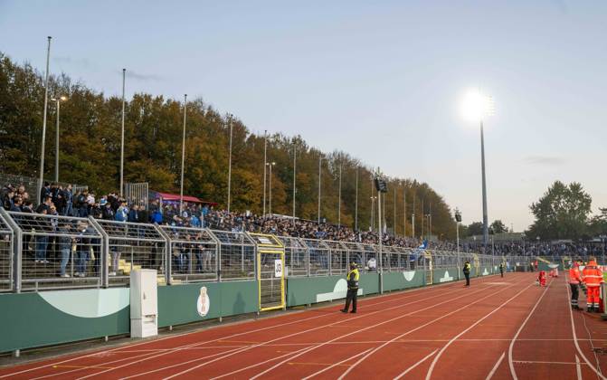 Soccer, Men s, 2026–2027 Season, DFB Cup Second Round, SSV Jeddeloh II vs. Hertha BSC; an hour before kickoff, the opposite stand was already packed with Hertha fans, October 28, 2026, Copyright: xMatthiasxKochx