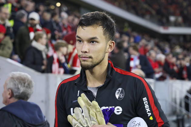 Mio Backhaus, SC Freiburg, 1 minute before kickoff, Germany, soccer, DFB Cup, 2nd round, 2026–2027, SC Freiburg vs. VfL Wolfsburg, October 28, 2026, Freiburg im Breisgau, Europa-Park Stadium, Germany Copyright: xGrantxHubbsx