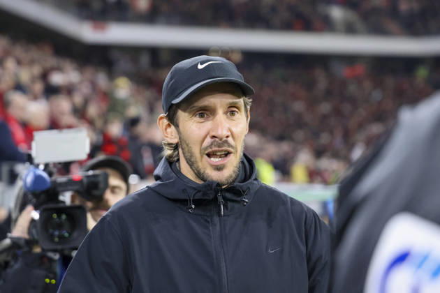 Julian Schuster, SC Freiburg, Coach, before kickoff, Germany, Soccer, DFB Cup, 2nd Round, 2026–2027, SC Freiburg vs. VfL Wolfsburg, October 28, 2026, Freiburg im Breisgau, Europa-Park Stadium, Germany Copyright: xGrantxHubbsx