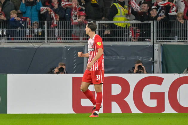 Igor Matanovic (SC Freiburg), 31, celebrates his goal to make it 1–0 GER, SC Freiburg vs. VfL Wolfsburg, Soccer, DFB Cup, 2nd Round, 2026–2027 Season, October 28, 2026 DFB regulations prohibit any use of photographs as image sequences and or quasi-video, SC Freiburg vs. VfL Wolfsburg, soccer, DFB Cup, 2nd round, 2026–2027 season, October 28, 2026, Freiburg Copyright: xEibner-Pressefoto ThomasxHessx EP_THS