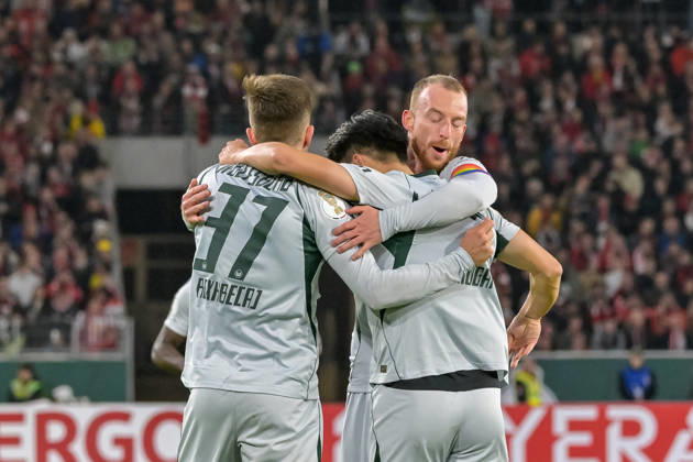 Celebration of the 1-1 goal by Kento Shiogai, VfL Wolfsburg, October 7, Germany, SC Freiburg vs. VfL Wolfsburg, Soccer, DFB Cup, 2nd Round, 2026–2027 Season, October 28, 2026 DFB regulations prohibit any use of photographs as image sequences and or quasi-video GER, SC Freiburg vs. VfL Wolfsburg, Soccer, DFB Cup, Round 2, 2026–2027 season, October 28, 2026, Freiburg Copyright: xEibner-Pressefoto ThomasxHessx EP_THS