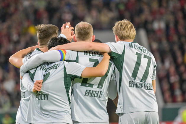 Celebration of the 1-1 goal by Kento Shiogai, VfL Wolfsburg, October 7, Germany, SC Freiburg vs. VfL Wolfsburg, Soccer, DFB Cup, 2nd Round, 2026–2027 Season, October 28, 2026 DFB regulations prohibit any use of photographs as image sequences and or quasi-video GER, SC Freiburg vs. VfL Wolfsburg, Soccer, DFB Cup, Round 2, 2026–2027 season, October 28, 2026, Freiburg Copyright: xEibner-Pressefoto ThomasxHessx EP_THS