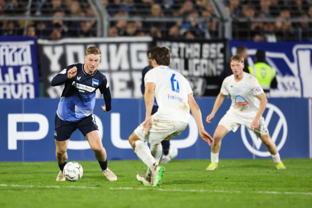 October 28, 2026, Soccer, Men s, DFB Cup, 2nd Round, SSV Jeddeloh II vs. Hertha BSC Berlin: Julian Eitschberger 2, Hertha BSC Berlin: Fynn Friedrichs 6, SSV Jeddeloh II