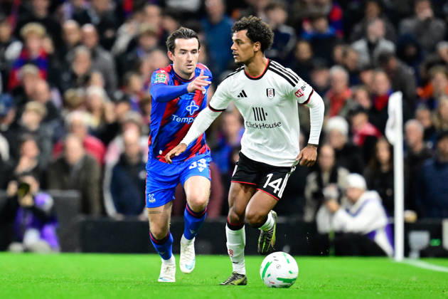 Fulham v Crystal Palace, EFL Cup Fulham midfielder Oscar Bobb (14) under pressure from Crystal Palace defender Ben Chilwell (33) during the EFL Cup match between Fulham and Crystal Palace at Craven Cottage, London, UK on 28 October 2026. London Craven Cottage Greater London UK Editorial use only DataCo restrictions apply See www.football-dataco.com , Copyright: xDennisxGoodwinx PSI-25079-0010