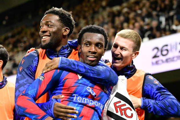 Fulham v Crystal Palace, EFL Cup GOAL Crystal Palace forward Eddie Nketiah (9) scores a goal and celebrates 0-1 during the EFL Cup match between Fulham and Crystal Palace at Craven Cottage, London, UK on 28 October 2026. London Craven Cottage Greater London UK Editorial use only DataCo restrictions apply See www.football-dataco.com , Copyright: xDennisxGoodwinx PSI-25079-0021