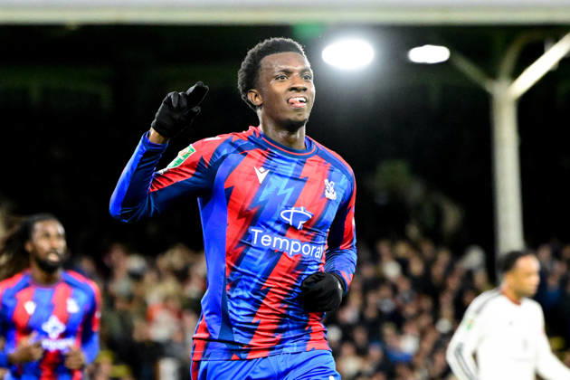 Fulham v Crystal Palace, EFL Cup GOAL Crystal Palace forward Eddie Nketiah (9) scores a goal and celebrates 0-1 during the EFL Cup match between Fulham and Crystal Palace at Craven Cottage, London, UK on 28 October 2026. London Craven Cottage Greater London UK Editorial use only DataCo restrictions apply See www.football-dataco.com , Copyright: xDennisxGoodwinx PSI-25079-0027