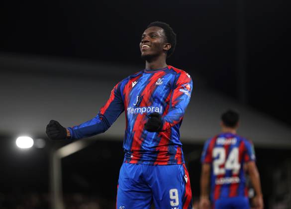 Carabao Cup - Fulham FC v Crystal Palace FC LONDON, ENGLAND - OCTOBER 28: GOAL 1-0, Eddie Nketiah of Crystal Palace goal celebration after scoring a goal to put Crystal Palace 1-0 ahead during the Carabao Cup Last 16 match between Fulham FC v Crystal Palace FC at Craven Cottage Stadium on October 28, 2026 in London, England. (Photo by Daniel Weir) London Craven Cottage Stadium England Copyright: xDanielxWeir SportsxPressxPhotox Sportspressphoto_SPR270268