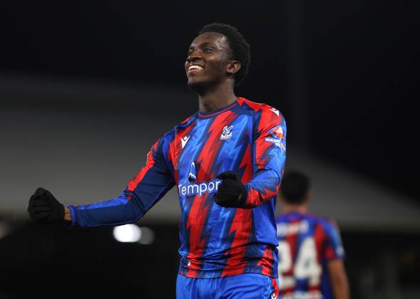 Carabao Cup - Fulham FC v Crystal Palace FC LONDON, ENGLAND - OCTOBER 28: GOAL 1-0, Eddie Nketiah of Crystal Palace goal celebration after scoring a goal to put Crystal Palace 1-0 ahead during the Carabao Cup Last 16 match between Fulham FC v Crystal Palace FC at Craven Cottage Stadium on October 28, 2026 in London, England. (Photo by Daniel Weir) London Craven Cottage Stadium England Copyright: xDanielxWeir SportsxPressxPhotox Sportspressphoto_SPR270270