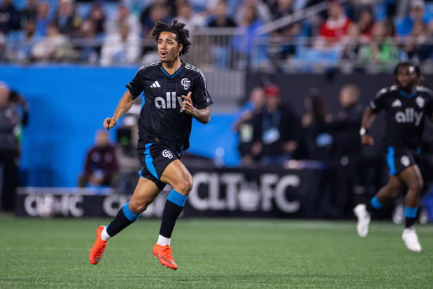 October 28, 2026: Charlotte FC forward Idan Toklomati (9) reacts during the first half against the CF Montreal in the MLS, Fussball Herren, USA match up at Bank of America Stadium in Charlotte, NC. Mandatory Credit: -Cal Media Charlotte United States - ZUMAc04_ 20261028_zma_c04_008 Copyright: xScottxKinserx