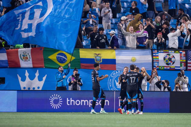 October 28, 2026: Charlotte FC forward Liel Abada (11) celebrates with teammates after a goal in the second half against the CF Montreal in the MLS, Fussball Herren, USA match up at Bank of America Stadium in Charlotte, NC. Mandatory Credit: -Cal Media Charlotte United States - ZUMAc04_ 20261028_zma_c04_019 Copyright: xScottxKinserx