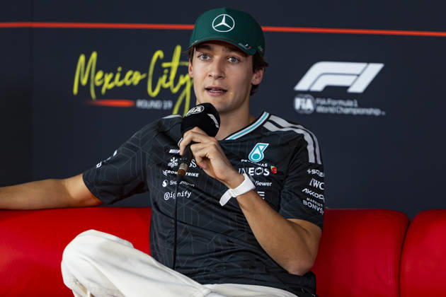 F1 - MEXICO CITY GRAND PRIX 2026 RUSSELL George (gbr), Mercedes AMG F1 Team W17, portrait, pre-event press conference, PK, Pressekonferenz during the 2026 Formula 1 Mexico City Grand Prix, 19th round of the 2026 Formula One World Championship, WM, Weltmeisterschaft from October 30 to November 1, 2026 on the Autodromo Hermanos Rodriguez, in Mexico City, Mexico - Mexico CityMexico  Copyright: xJulienxDelfossex