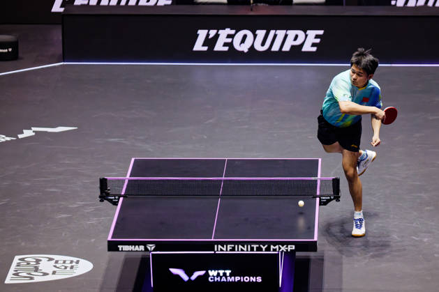 Lin Shidong joue un coup droit Benjamin ELKAIM MAXPPP - Montpellier 30 10 2026 Tennis de table WTT Champions Montpellier 2026 1 8 de finale 30 octobre 2026. Lin Shidong, joueur chinois (nÂ°9 mondial), effectue un coup droit au-dessus de la table. Il s impose 3-0 face a -anjaehyun (nÂ°38 mondial). Montpellier FRANCE  Copyright: xMAXPPPxBenjaminxELKAIMx ELK202610303572 ELK202610303572