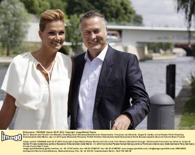 Swimming, Franziska van Almsick at the reception of Prince Albert of Monaco in Berlin