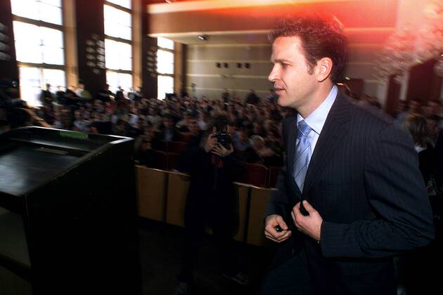 Football, Oliver Bierhoff gives a lecture at the Faculty of Economics at Humboldt University Berlin