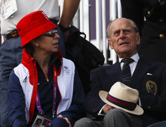 OLYMPIA 2012, Princess Anne and Prince Philipp visit the equestrian eventing competitions