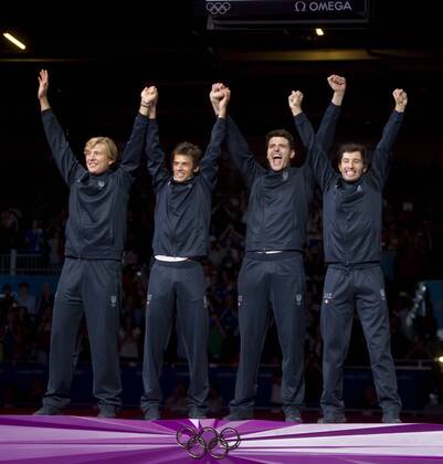 OLYMPIA 2012, Fechten, Florett, Teamwettbewerb, Siegerehrung, Gold an Italien