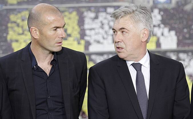 Fussball, CL Historie, Bayern München - Real Madrid, Zinedine Zidane und Carlo Ancelotti