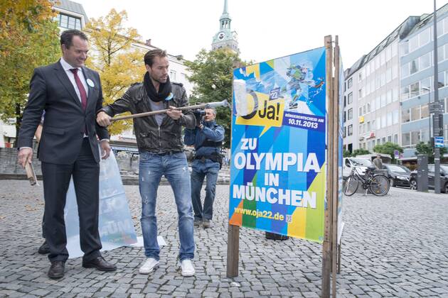 Plakataktion pro Olympia 2022 mit Sven Hannawald