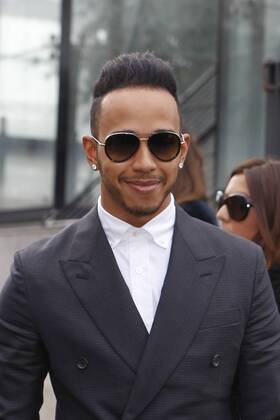 Lewis Hamilton and Hidetoshi Nakata at the Parise Louis Vuitton Pret a Porter Fashion Show in Paris