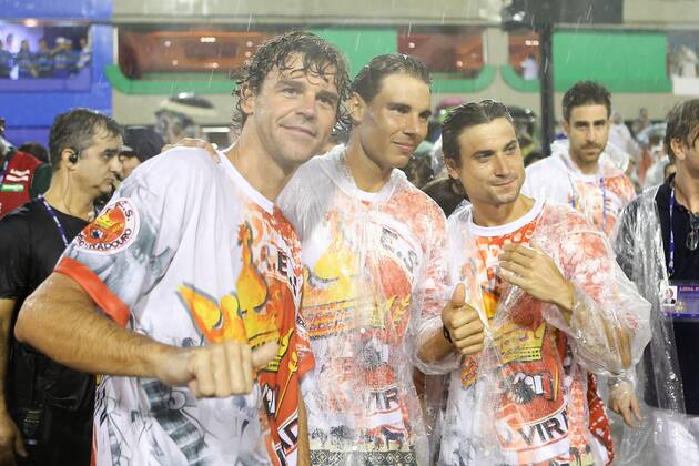 Gustavo Kuerten, Rafael Nadal and David Ferrer attend Carnival in Rio