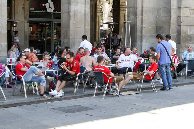 Fußball, Champions League, FC Bayern München Fans in der Innenstadt von Barcelona