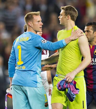 Fußball, Champions League, Halbfinale FC Barcelona - FC Bayern München, versöhnliche Gesten nach dem Abpfiff