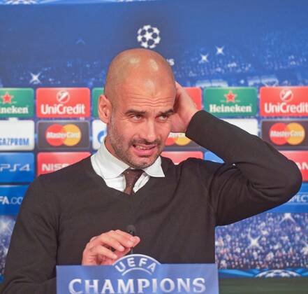Fußball, Champions League, Bayern München - FC Barcelona, PK mit Pep Guardiola