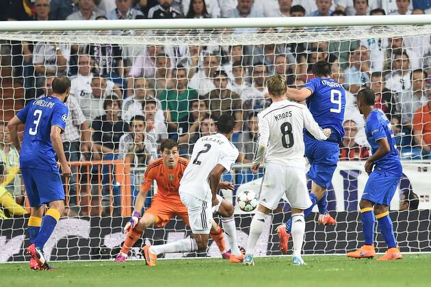 Fußball, Champions League, Alvaro Morata von Juventus Turin erzielt Tor des Tages gegen seinen ex-Klub