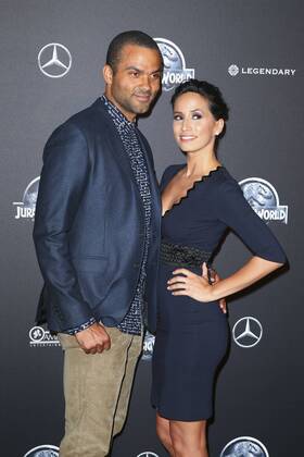 Basketball, Tony Parker with his wife Axelle Francine at film premiere in Paris