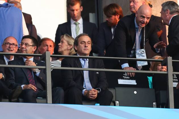 Fußball, Champions League Finale, UEFA-Präsident Michel Platini auf der Tribüne