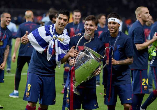 Fußball, Champions League Finale, Messi, Suarez und Neymar - Barcelonas Sturm-Trio