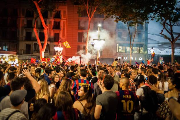 Fußball, Champions League Finale, Jubel auf den Straßen von Barcelona
