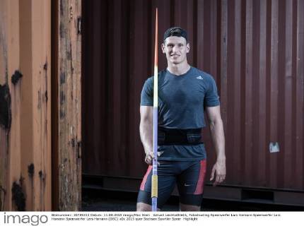 Athletics, photo shoot javelin thrower Lars Hamann