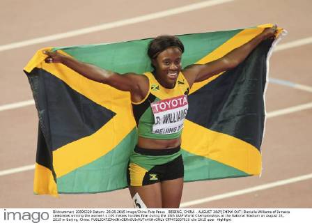 Leichtathletik WM in Peking - Siegerehrung: Danielle Williams ist Weltmeisterin über 100m Hürden