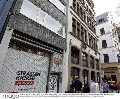Podolski fashion shop street kicker in Cologne
