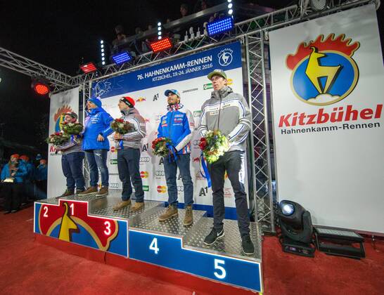 Ski Alpin, Weltcup in Kitzbühel, Abfahrt Siegerehrung
