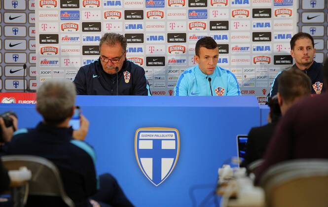 Football, World Cup Qualifiers, Ante Cacic and Ivan Perisic - PK National Team Croatia in Tampere